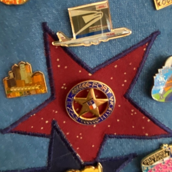 UNIQUE VINTAGE denim Postal Service Vest with Tons of Pins- large - Picture 6 of 11